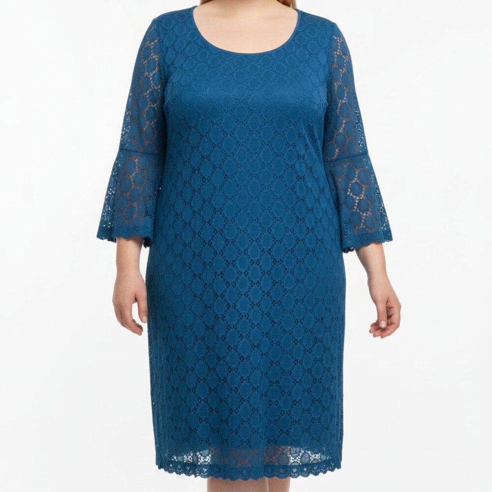Ronni Nicole Blue Lace Dress Women’s Size 2X NWT 3/4 Sleeve Stretchy